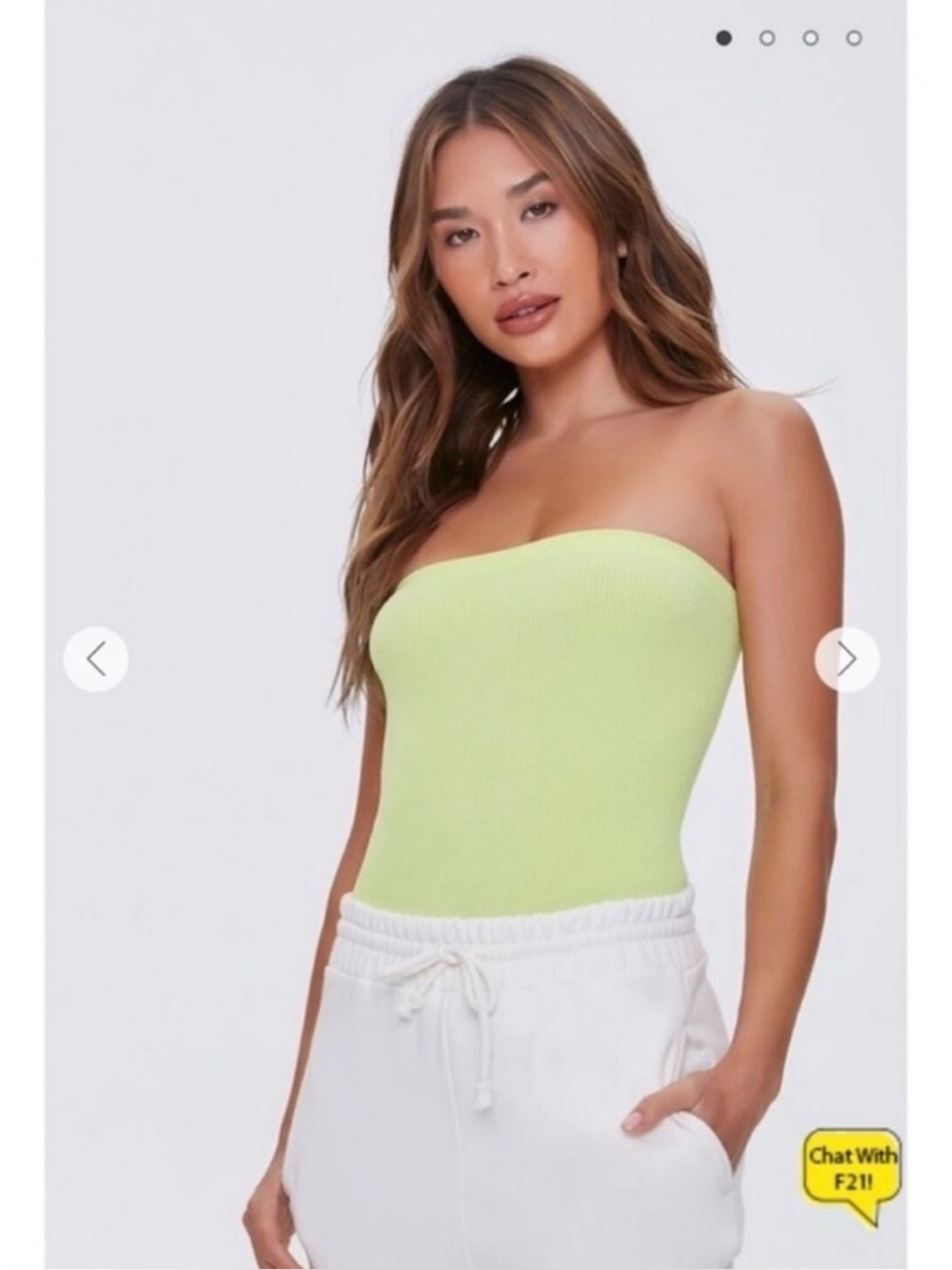 NWT Forever 21 Neon yellow green ribbed tube bodysuit
